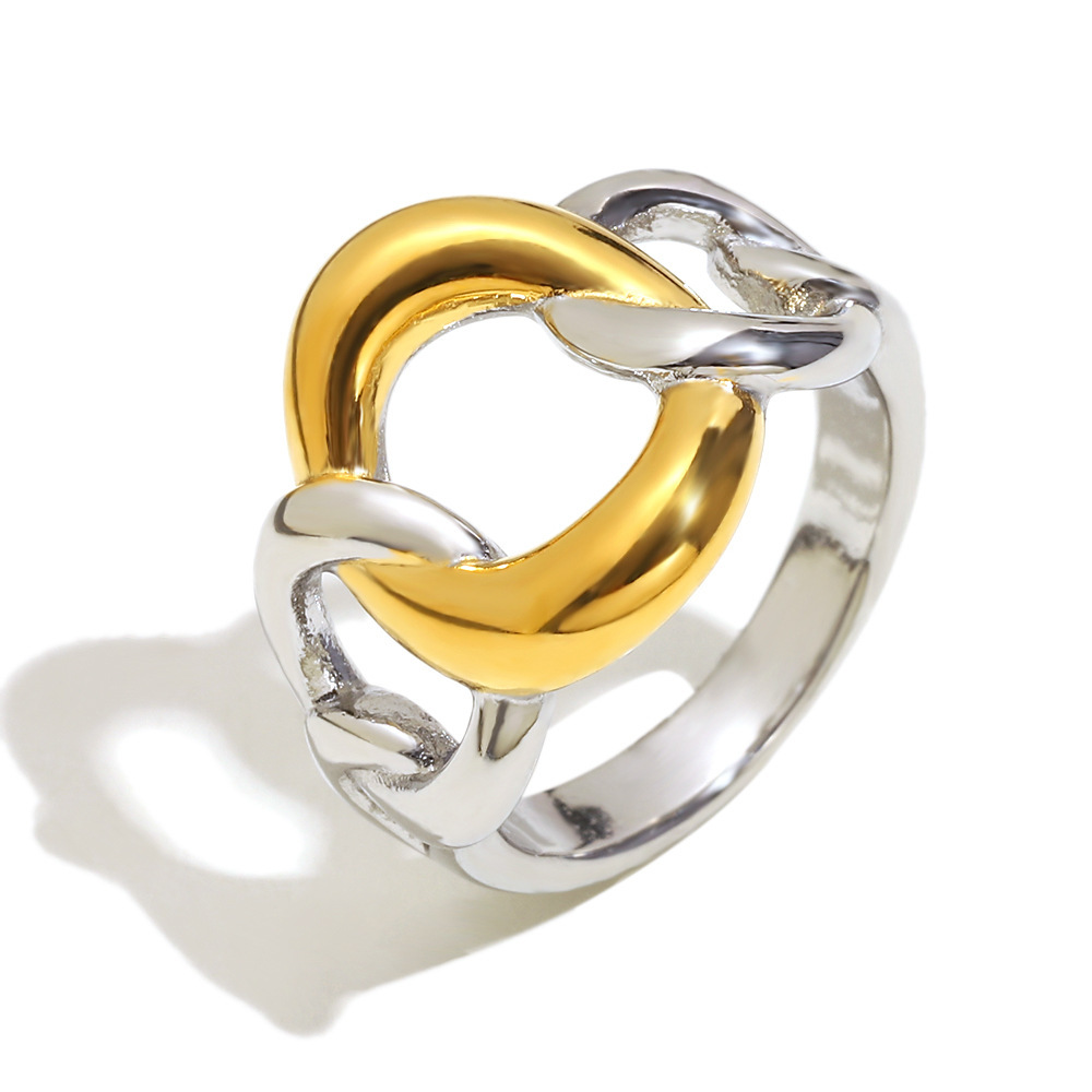 Bague Tendance Décontractée En Acier Inoxydable De Couleur Assortie, 1 Pièce, Collection Simple, Style Mixte, Étanche. Image4