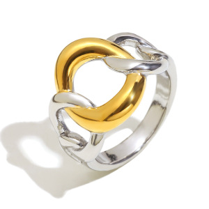 Bague Tendance Décontractée En Acier Inoxydable De Couleur Assortie, 1 Pièce, Collection Simple, Style Mixte, Étanche. h5 Image4