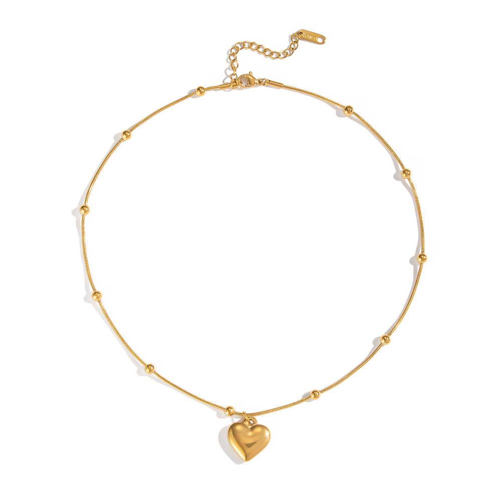 Collier Pendentif Cœur En Acier Inoxydable Étanche Couleur Or (1 Pièce) Image5