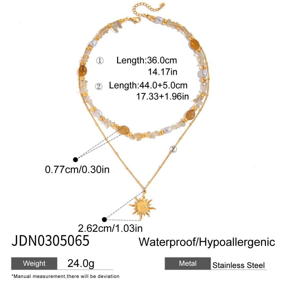 Collier Bohème À Plusieurs Rangs Pour Femme, En Acier Inoxydable Doré, Imperméable (1 Pièce) Image2