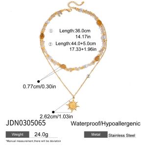 Collier Bohème À Plusieurs Rangs Pour Femme, En Acier Inoxydable Doré, Imperméable (1 Pièce) h5 Image2
