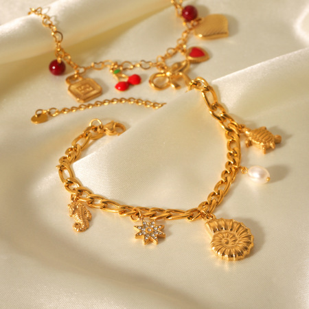 Bracelet à breloques pour femme, 1 pièce, collection Simple, nœud papillon quotidien, en acier inoxydable étanche. 2