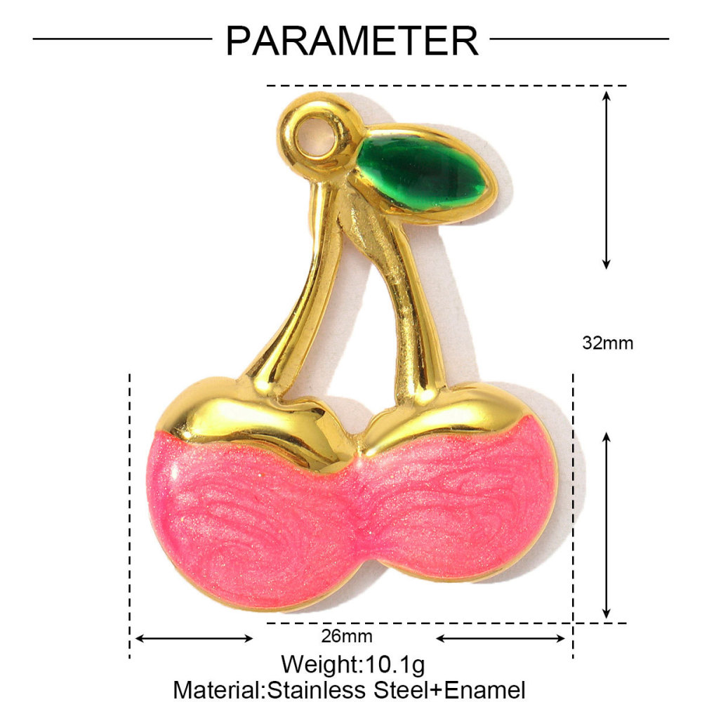 Pendentif Femme En Acier Inoxydable Couleur Or, Motif Cerisier Naturel, Étanche, Collection Romantique (1 Pièce) h5Image2