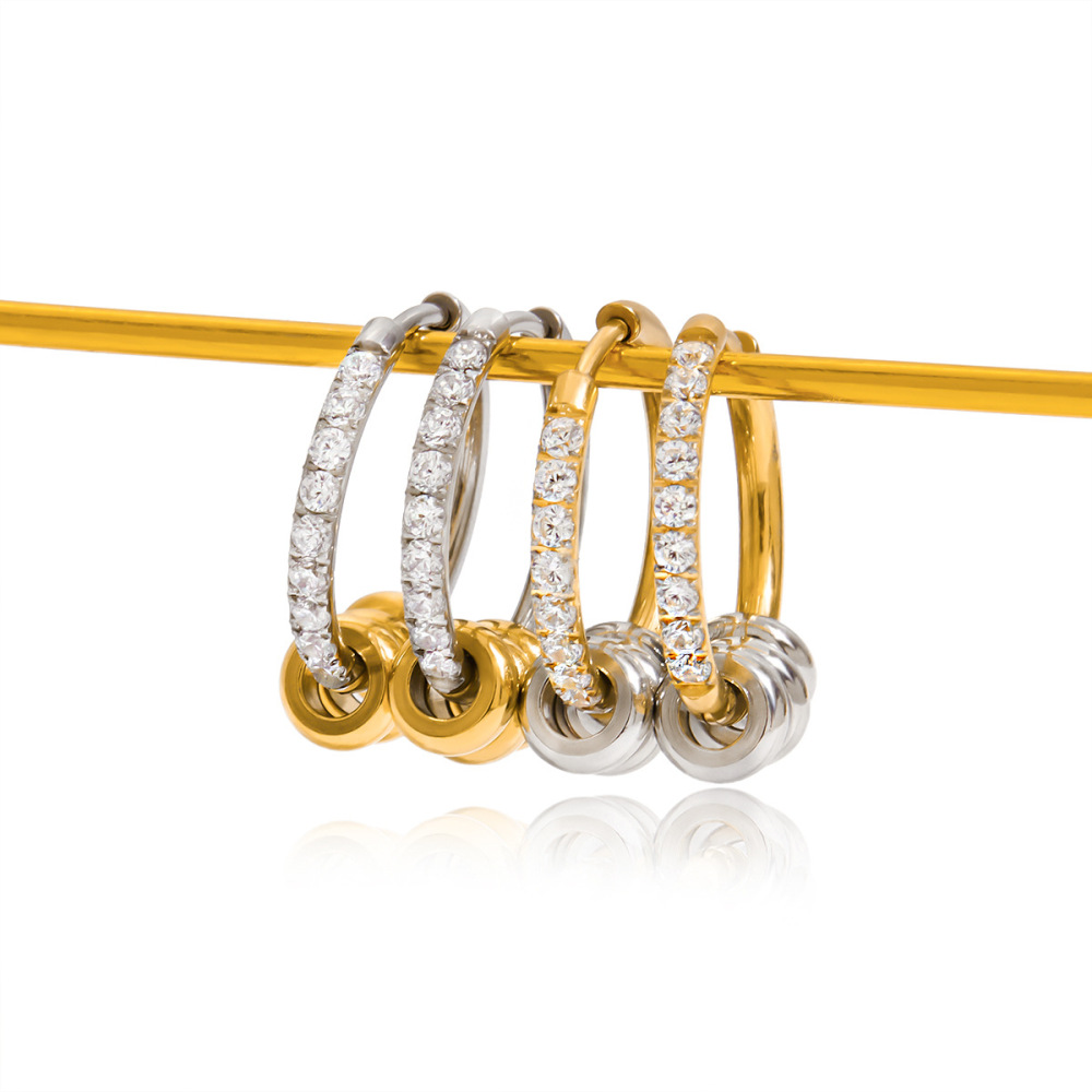 1 Paire De Boucles D'Oreilles Créoles Simples En Acier Inoxydable Étanche Couleur Or Pour Femme h5Image6
