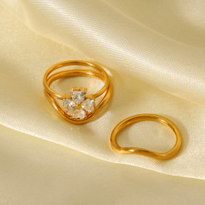 Bague Daily Flower En Acier Inoxydable Étanche Avec Zircon (1 Pièce) h5 Image5