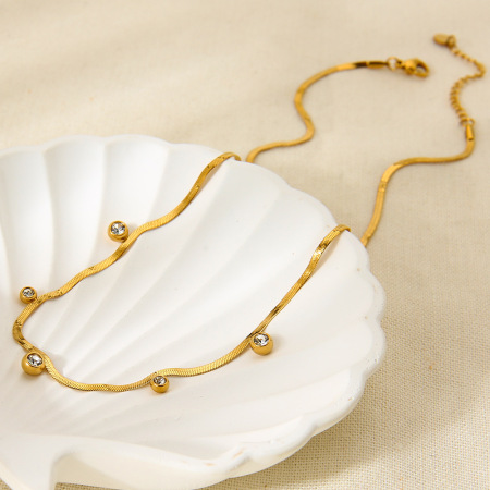 Collier pendentif simple pour femme, en acier inoxydable étanche, avec chaîne ronde et bracelet.