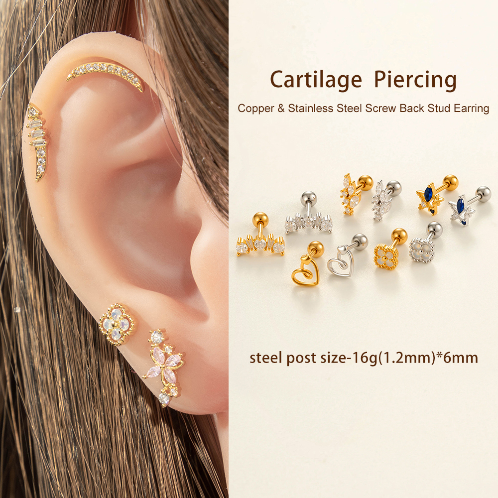 Boucle D'Oreille Piercing En Zircon Couleur Cuivre Or 1 Pièce Image4