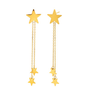 1 Paire De Boucles D'Oreilles Pendantes En Acier Inoxydable Doré, Étanches, En Forme D'Étoile h5