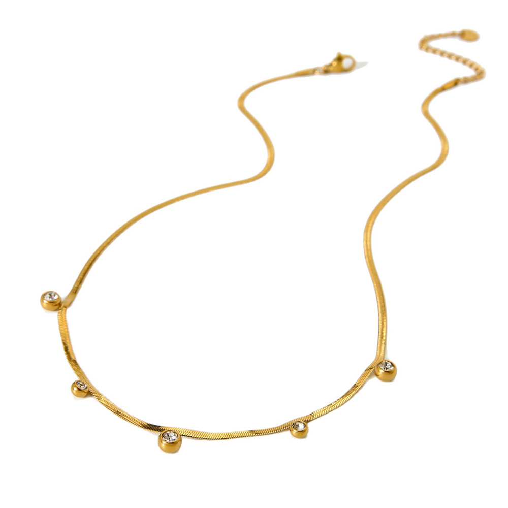 Collier Pendentif Simple Pour Femme, En Acier Inoxydable Étanche, Avec Chaîne Ronde Et Bracelet. Image2