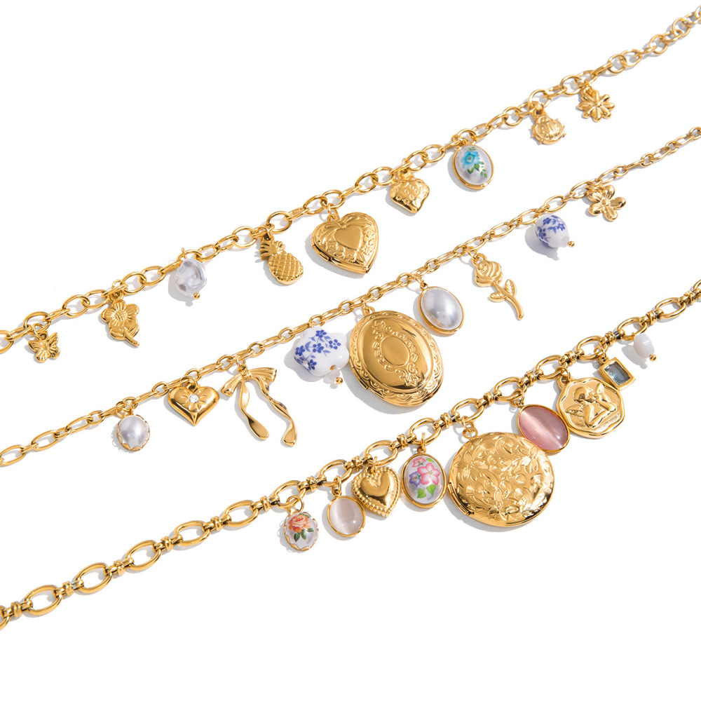 Album Photo Sophistiqué En Forme De Cœur, 1 Pièce, En Acier Inoxydable Étanche, Couleur Or, Collier Pendentif Pour Femme Image8