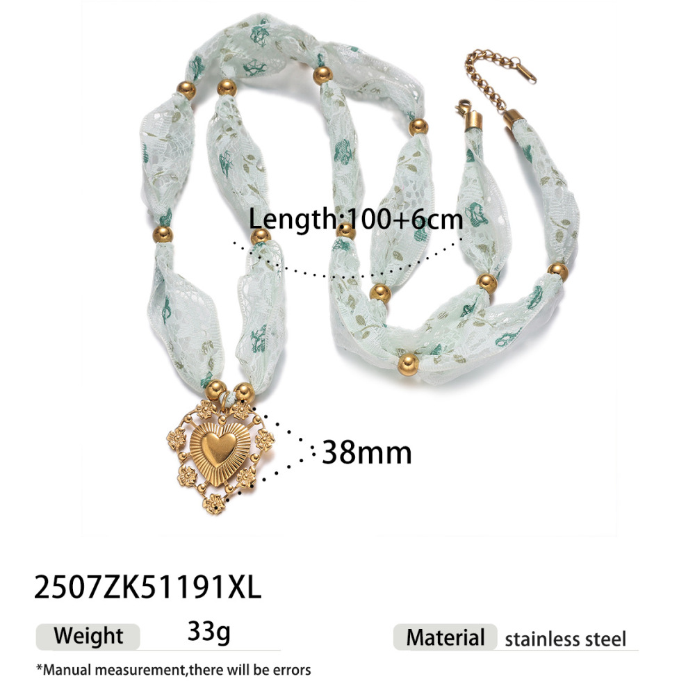 Collier Long En Acier Inoxydable Doré, Style Rétro Romantique, Avec Cœur.