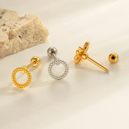 Boucles d'oreilles géométriques en cuivre et zircone pour femme, 1 pièce 2