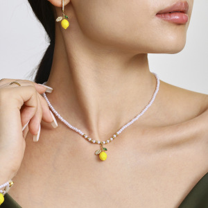 Collier Pendentif Femme En Acier Inoxydable Doré, Motif Citron Naturel (1 Pièce) h5 Image6