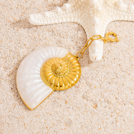 Pendentifs de bikini pour femmes, en acier inoxydable étanche, couleur or, série Conch, idéal pour la plage 2