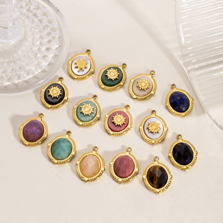 Pendentifs rétro irréguliers en pierre naturelle pour femme, 1 pièce