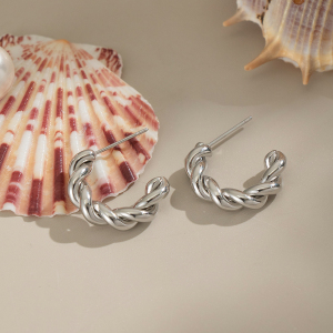 1 Paire De Boucles D'Oreilles Créoles En Acier Inoxydable Doré, Étanches. h5 Image5