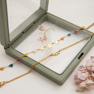 Bracelet À Maillons Pour Femme, En Acier Inoxydable Doré, Étanche, Orné D'Une Étoile Brillante (1 Pièce). h5 Image8