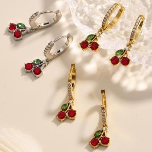 Ensemble De Bijoux Pour Femmes En Acier Inoxydable Doré, Couleur Cerise Vive (1 Pièce). h5 Image7