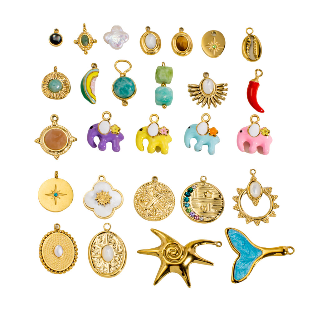Pendentif Femme En Acier Inoxydable Étanche, Motif Animal Mignon, Fruit Et Piment (1 Pièce) Image5