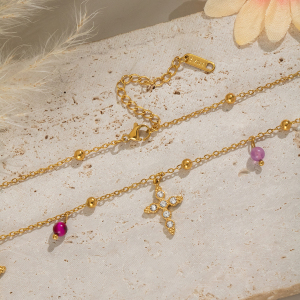 Collier Avec Pendentif En Forme De Croix En Acier Inoxydable Pour Femme, Luxueux Et Élégant, 1 Pièce h5 Image3