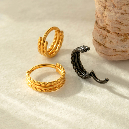 Boucles d'oreilles créoles annulaires simples en acier inoxydable étanche couleur or pour femme (1 pièce)