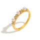 Bague simple en or avec perle d'imitation et zircon/numéro 6
