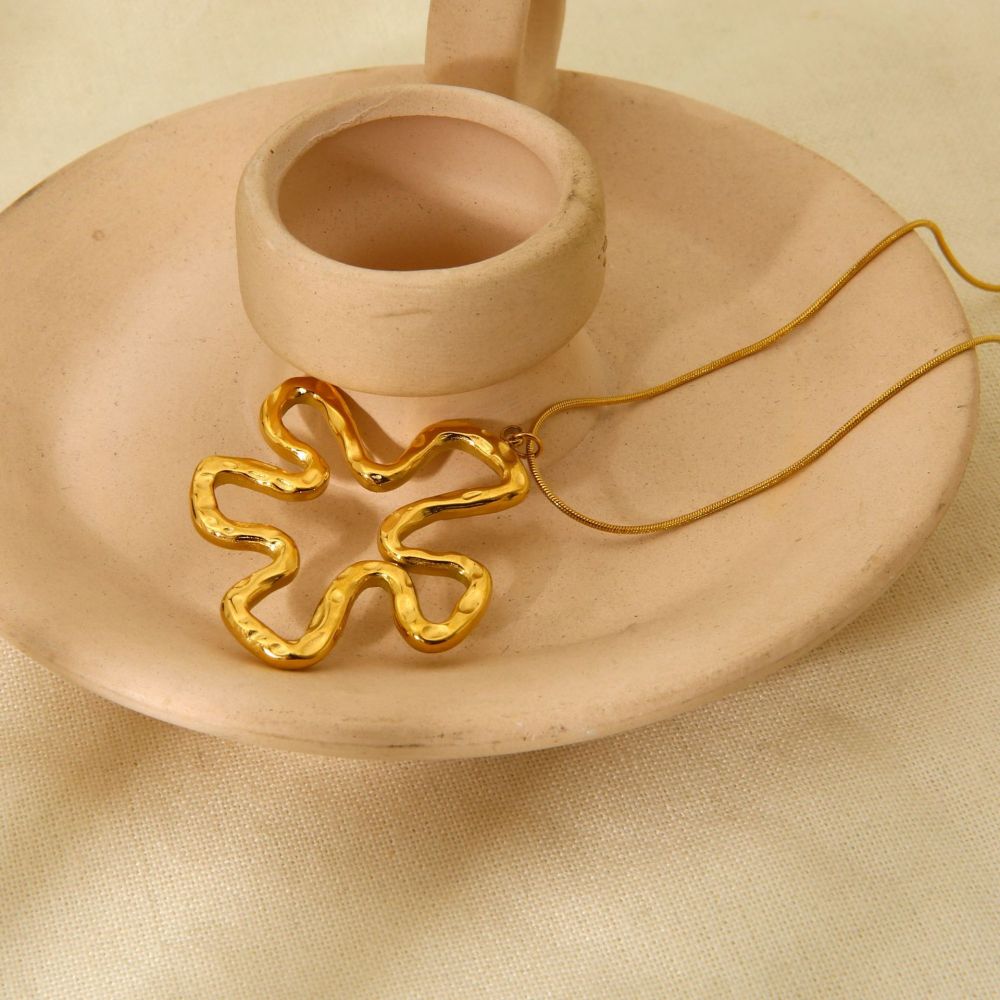 1 Paire De Colliers Pendentifs Pour Femmes, Collection Simple Series Daily Flower, En Acier Inoxydable Étanche Image4