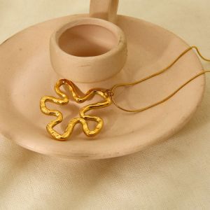 1 Paire De Colliers Pendentifs Pour Femmes, Collection Simple Series Daily Flower, En Acier Inoxydable Étanche h5 Image4