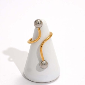Bague Tendance En Acier Inoxydable Doré, Lignes Simples, Étanche. h5 