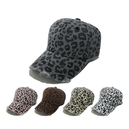 Chapeaux pour femmes en coton à imprimé léopard rétro, série simple, 1 pièce