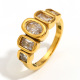 Bague d'arrangement géométrique en zircon - Or/numéro 6