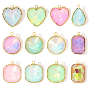 Pendentif Géométrique Diy En Verre Et Acier Inoxydable Étanche Couleur Or Pour Femme (1 Pièce) h5 Image5