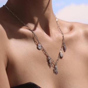 Collier Pendentif Femme En Acier Inoxydable, Couleur Or, Représentant Un Organisme Marin (1 Pièce) h5 Image7
