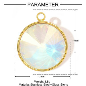 Pendentif Géométrique Diy En Verre Et Acier Inoxydable Étanche Couleur Or Pour Femme (1 Pièce) h5 Image2