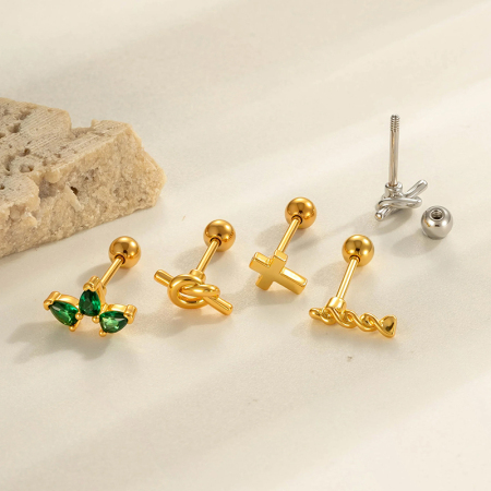 Boucles d'oreilles piercing exquises en forme de papillon, couleur cuivre et or, zircone, pour femme, 1 pièce 2