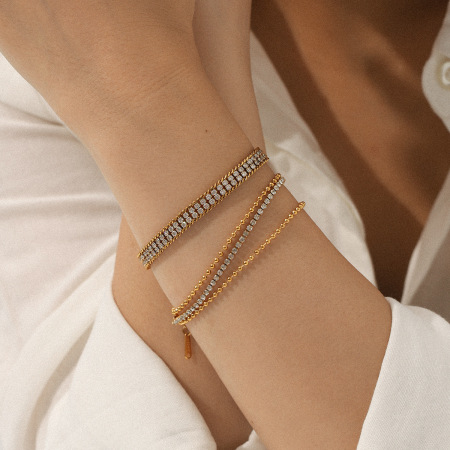 Bracelet chaîne imperméable en acier inoxydable patchwork simple pour femme (1 pièce)