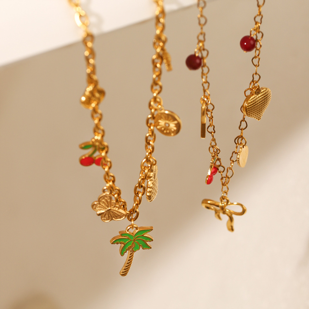 1 Paire De Colliers Simples Avec Pendentif En Forme De Nœud Papillon En Acier Inoxydable Pour Femme Image4