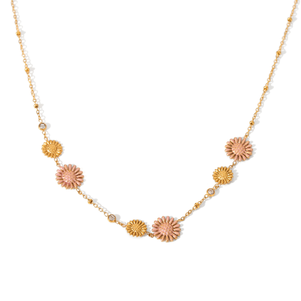 Collier À Maillons Pour Femme Daily Flower En Acier Inoxydable Étanche (1 Pièce) 