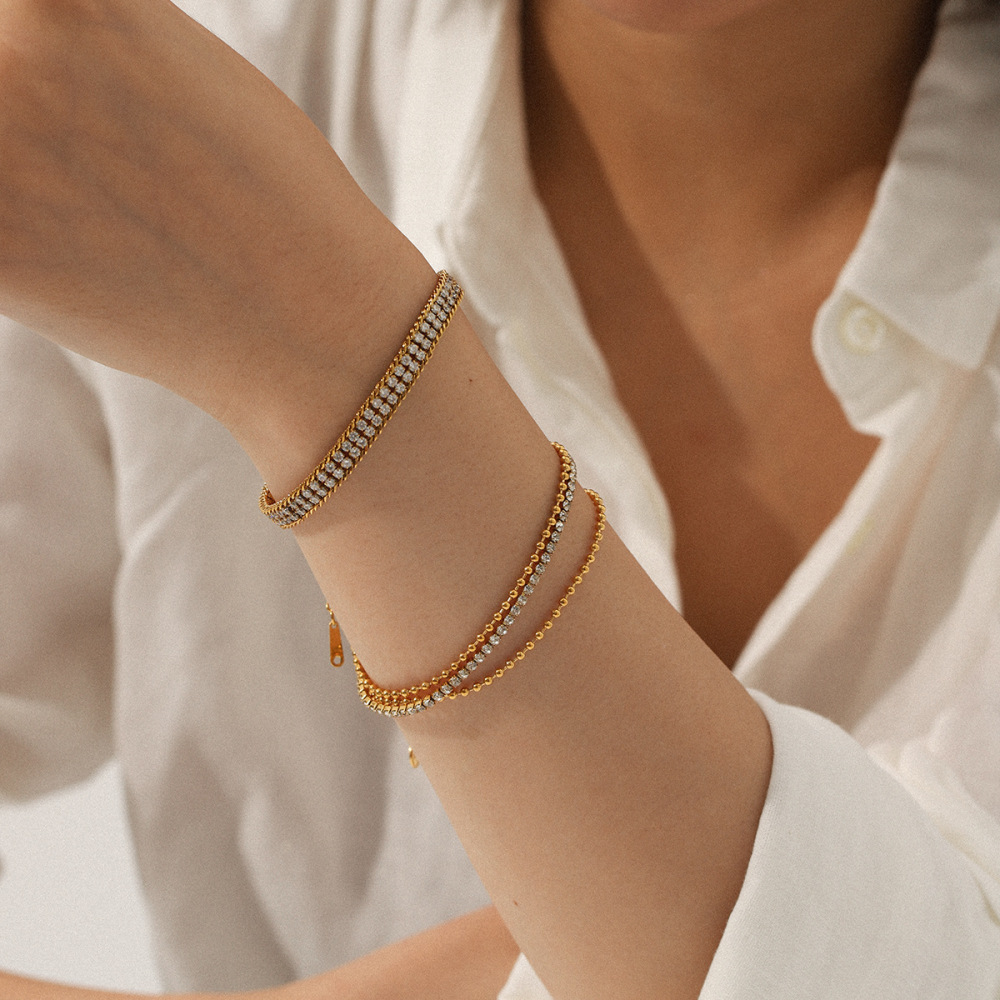 Bracelet Chaîne Imperméable En Acier Inoxydable Patchwork Simple Pour Femme (1 Pièce) Image3