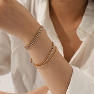 Bracelet Chaîne Imperméable En Acier Inoxydable Patchwork Simple Pour Femme (1 Pièce) h5 Image3