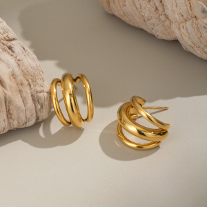 1 Paire De Boucles D'Oreilles Puces Simples Et Élégantes Pour Femme, En Acier Inoxydable Imperméable, De Forme Irrégulière. h5 Image3