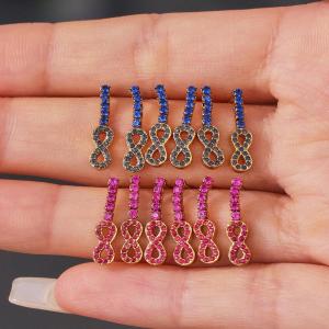 1 Paire De Boucles D'Oreilles Puces Luxueuses En Forme D'Infini, En Acier Inoxydable Étanche, Couleur Or, Avec Zircon. h5 Image6