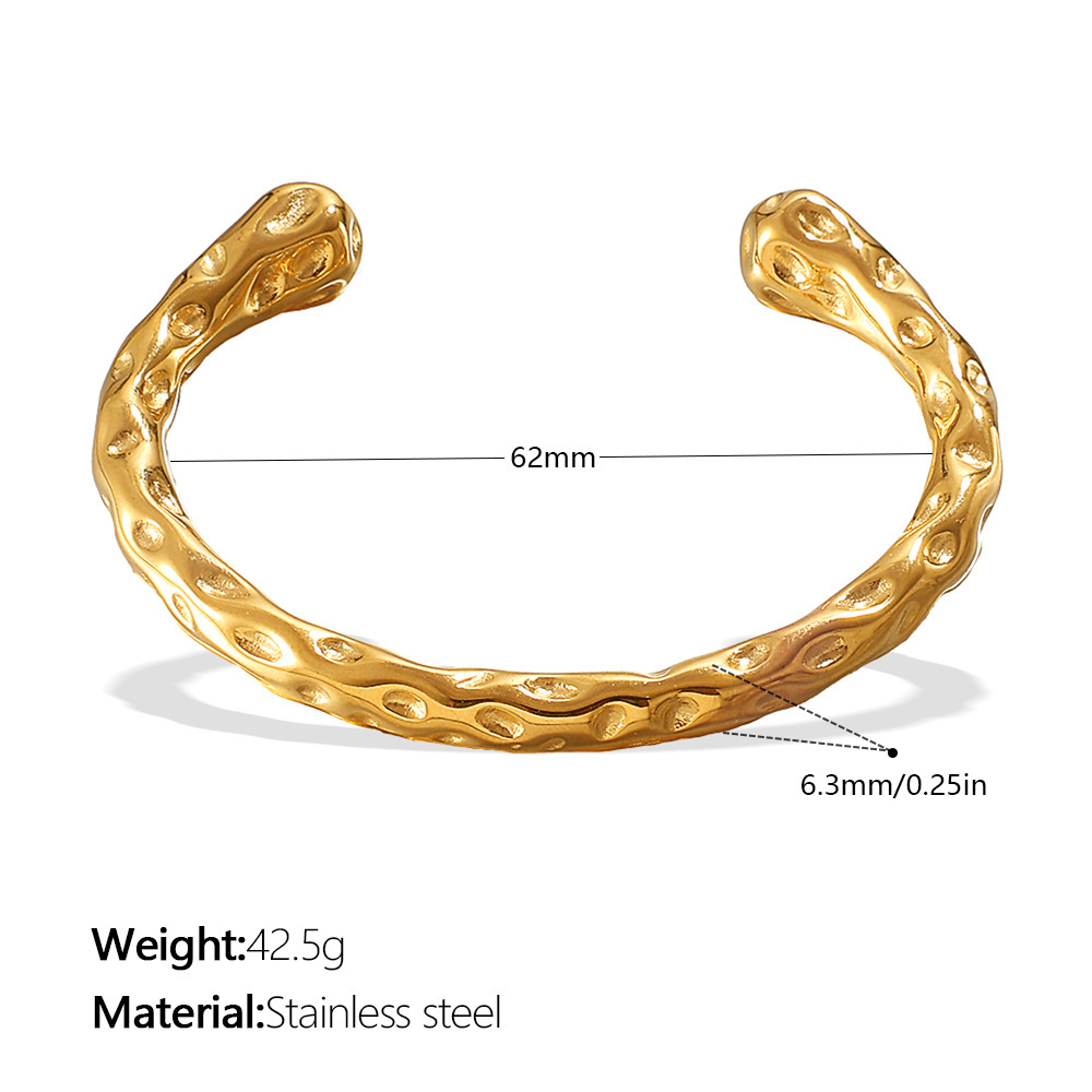 Bracelet Manchette En Acier Inoxydable Doré, Imperméable, À Motif Écossais (1 Pièce).