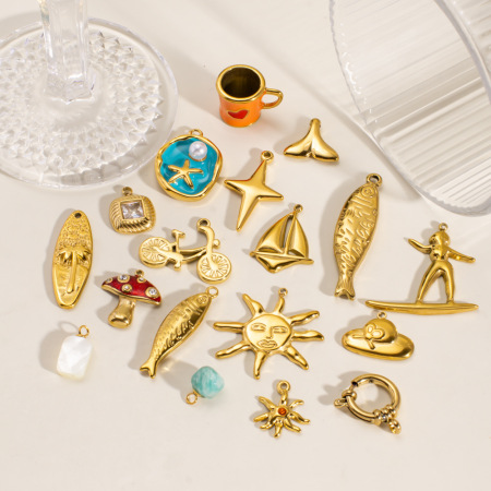 1 pendentif femme mignon à faire soi-même en forme de cœur et de poisson, en acier inoxydable étanche