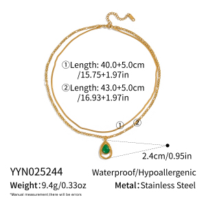 Collier Ethnique À Plusieurs Rangs En Acier Inoxydable Doré, Imperméable Et Orné De Pierres Naturelles. h5