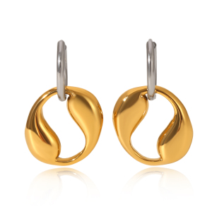 1 Paire De Boucles D'Oreilles Créoles Simples Et Élégantes Pour Femme, En Acier Inoxydable Doré, Imperméables, De Forme Irrégulière. h5