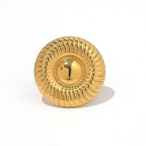 Bague Minimaliste Ronde Décontractée En Acier Inoxydable Étanche Couleur Or (1 Pièce) h5