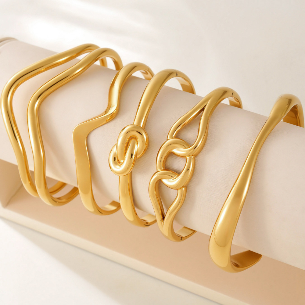 Bracelet Minimaliste Pour Femme, Forme Irrégulière, En Acier Inoxydable, Étanche, Couleur Or (1 Pièce) Image5