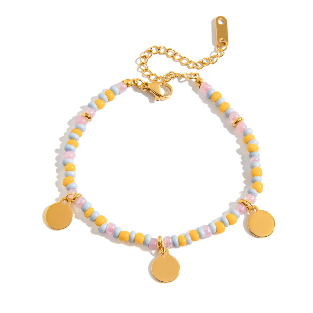 Ensemble De Bijoux Pour Femmes, Composé D'Une Perle De La Série Versatile, En Acier Inoxydable Étanche, Couleur Or. 