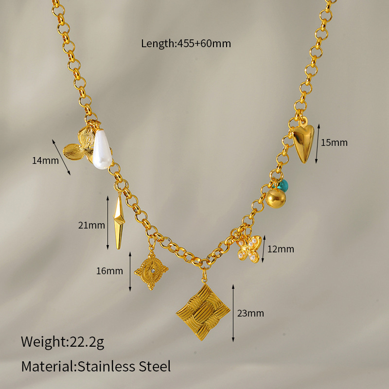 Collier Pendentif Étanche En Acier Inoxydable Couleur Or (1 Pièce) 